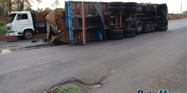 PRE de Santa Helena atende tombamento na PR 497 em Itaipulândia