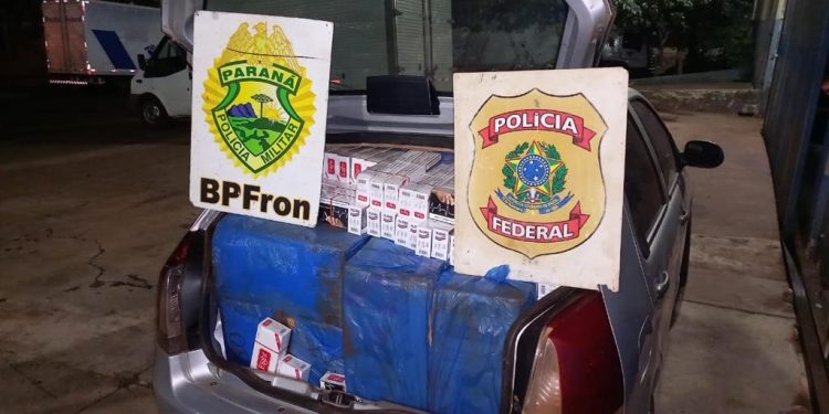 Polícia Federal, Militar e Civil, apreendem cigarros contrabandeados em São Miguel do Iguaçu